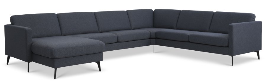 Sofaset Ash 56 U 2C3D – marineblauer Polyesterstoff und Eiffel-Beine