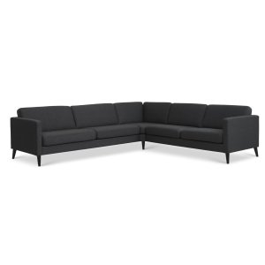 Ask st 57 hjrnesofa - antracitgr polyester stof og sort tr