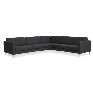 Ask st 57 hjrnesofa - antracitgr polyester stof og brstet aluminium