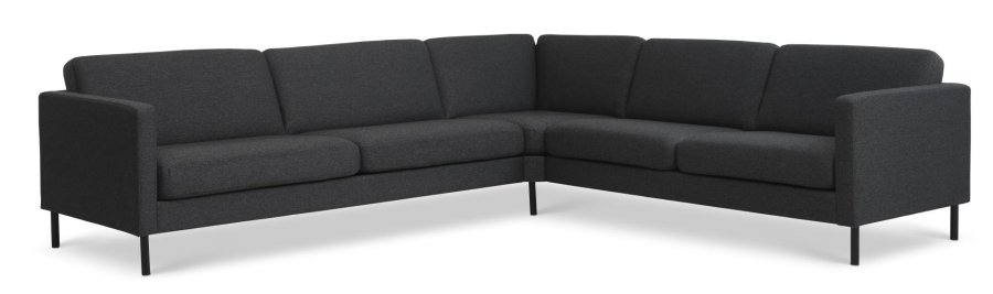 Ecksofa Ash Set 57 - anthrazitgrauer Polyesterstoff und schwarzes Metall