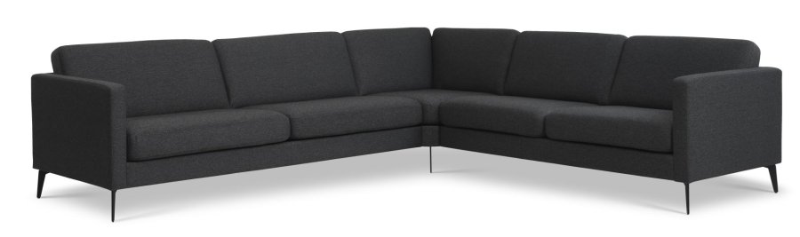 Ecksofa Ash Set 57 – anthrazitgrauer Polyesterstoff und Eiffel-Beine