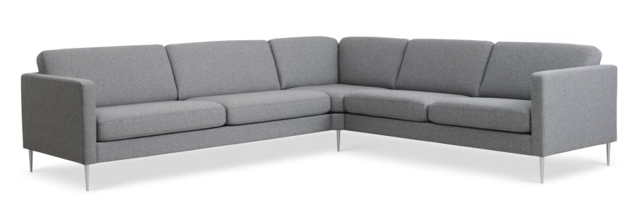 Ecksofa Ash Set 57 – hellgranitgraues Polyestergewebe und gebürstetes Aluminium