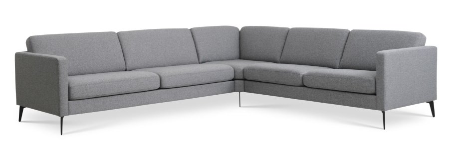 Ecksofa Ash Set 57 – heller granitgrauer Polyesterstoff und Eiffel-Beine