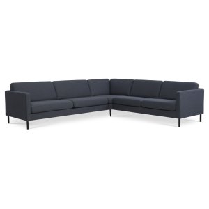 Ask st 57 hjrnesofa - navy bl polyester stof og sort metal