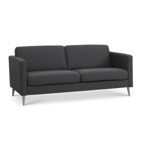 2,5-Sitzer-Sofa aus Esche – anthrazitgrauer Polyesterstoff und Naturholz