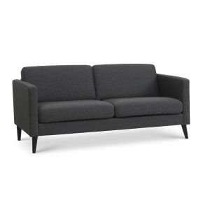 2,5-Sitzer-Sofa aus Esche – anthrazitgrauer Polyesterstoff und schwarzes Holz