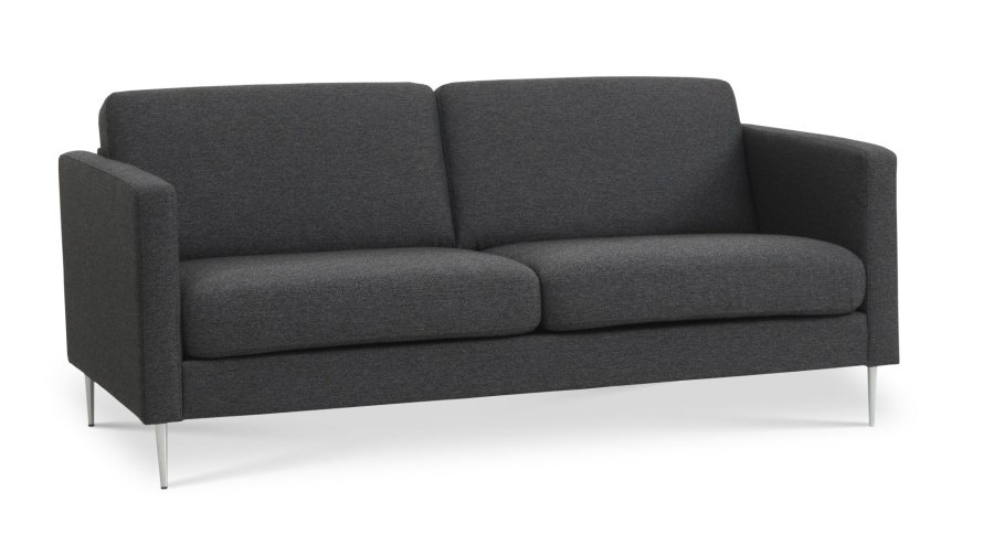 2,5-Sitzer-Sofa aus Ash – anthrazitgrauer Polyesterstoff und gebürstetes Aluminium