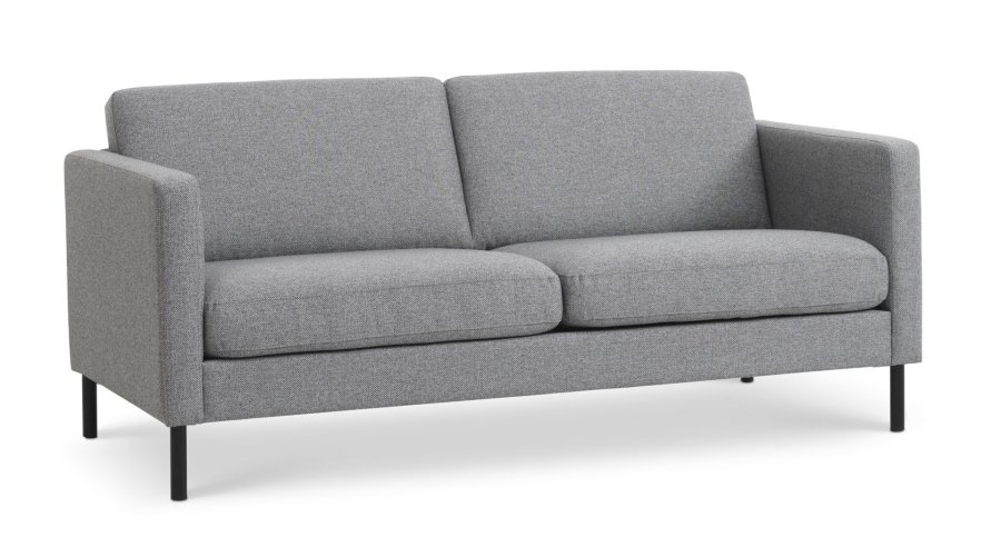 Ask 2,5 pers. sofa - lys granitgr polyester stof og sort metal