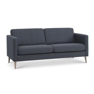 2,5-Sitzer-Sofa aus Esche – marineblauer Polyesterstoff und Naturholz