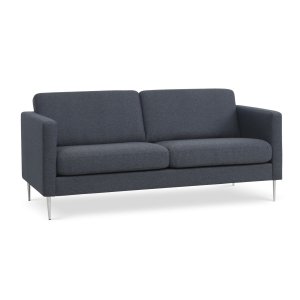 2,5-Sitzer-Sofa aus Ash – marineblauer Polyesterstoff und gebürstetes Aluminium