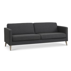 Ask 3 pers. sofa - antracitgr polyester stof og natur tr