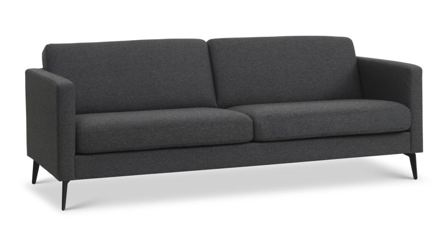 Ask 3 pers. sofa - antracitgr polyester stof og Eiffel ben