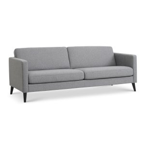 Ask 3 pers. sofa - lys granitgr polyester stof og sort tr