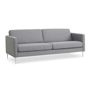 Ask 3 pers. sofa - lys granitgr polyester stof og brstet aluminium