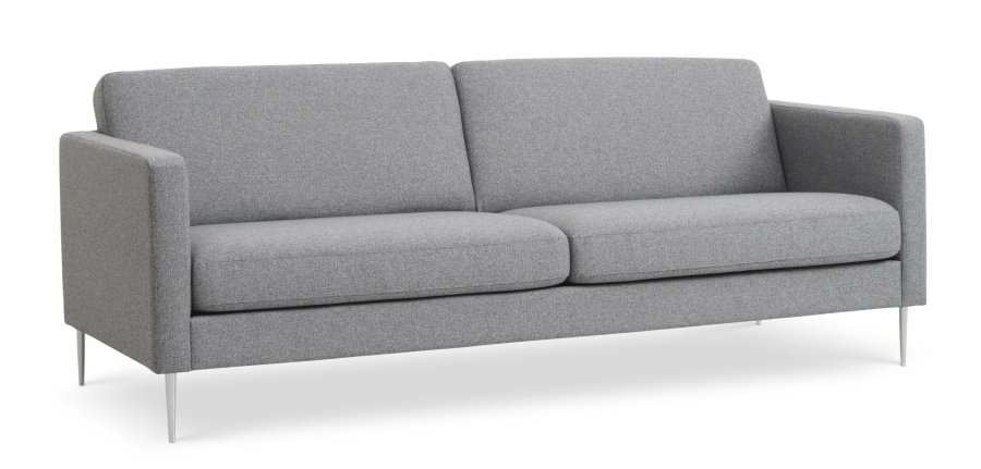 Ask 3 pers. sofa - lys granitgr polyester stof og brstet aluminium
