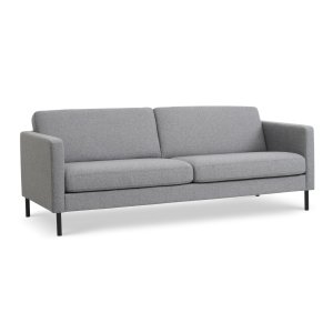 Ask 3 pers. sofa - lys granitgr polyester stof og sort metal