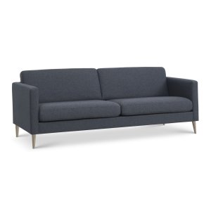 Ask 3 pers. sofa - navy bl polyester stof og natur tr