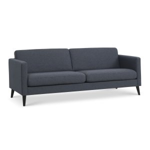 Ask 3 pers. sofa - navy bl polyester stof og sort tr