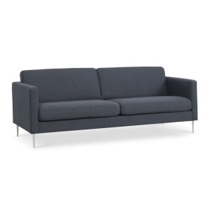 Ask 3 pers. sofa - navy bl polyester stof og brstet aluminium