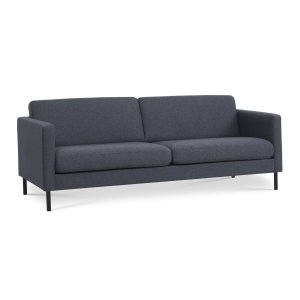 Ask 3 pers. sofa - navy bl polyester stof og sort metal