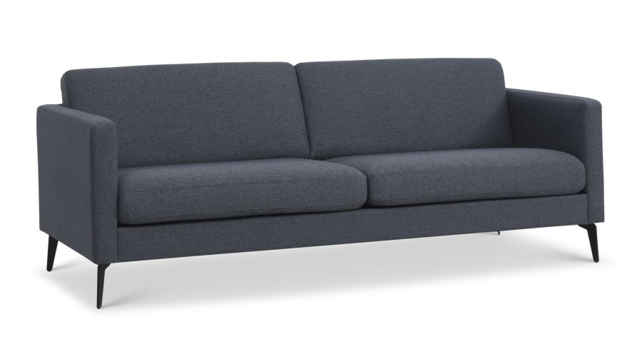 Ask 3 pers. sofa - navy bl polyester stof og Eiffel ben