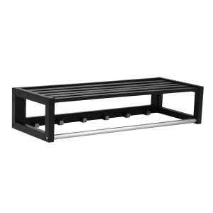 ROWICO rektangulr Confetti hattehylde m. 6 kroge - sort eg og metal (80cm)