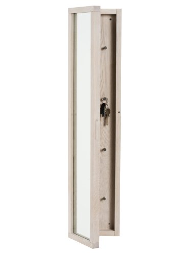 ROWICO rektangulr Confetti ngleskab m. spejl og 8 kroge - spejlglas og hvidvasket eg