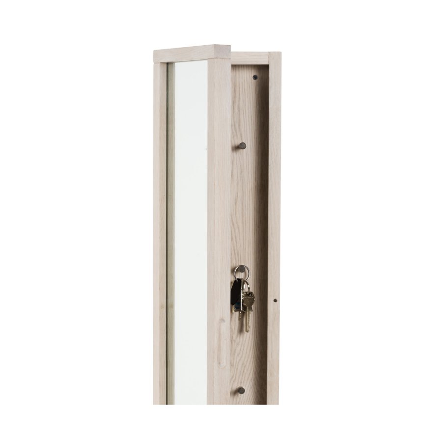 ROWICO rektangulr Confetti ngleskab m. spejl og 8 kroge - spejlglas og hvidvasket eg