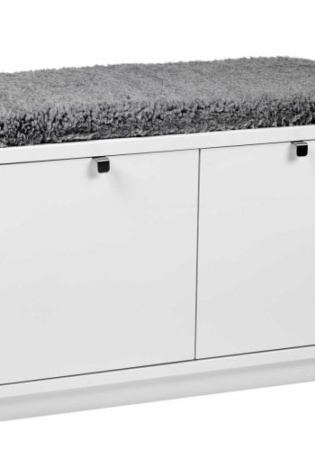 ROWICO Confetti bnk - hvidlakeret tr/lysegr stofhynde, m. 2 skuffer