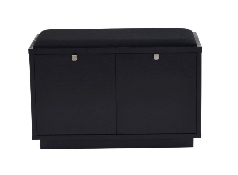 ROWICO Confetti bnk - sort eg/sort stofhynde, m. 2 skuffer