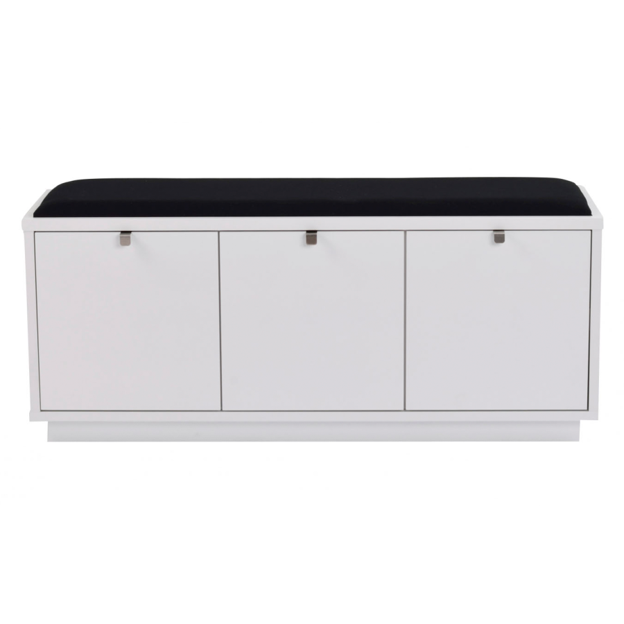 ROWICO Confetti bnk - hvidlakeret tr/sort stofhynde, m. 3 skuffer