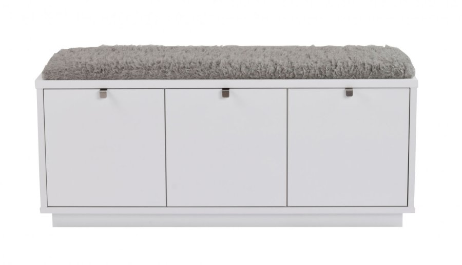 ROWICO Confetti bnk - hvidlakeret tr/lysegr hynde, m. 3 skuffer