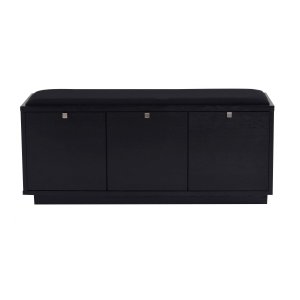 ROWICO Confetti bnk - sort eg/sort stofhynde, m. 3 skuffer