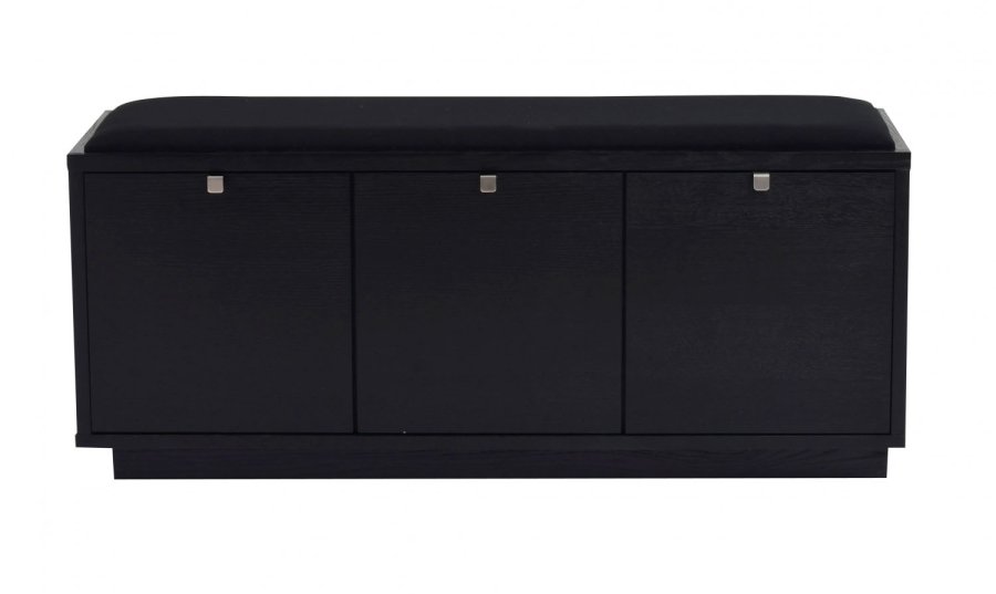 ROWICO Confetti bnk - sort eg/sort stofhynde, m. 3 skuffer