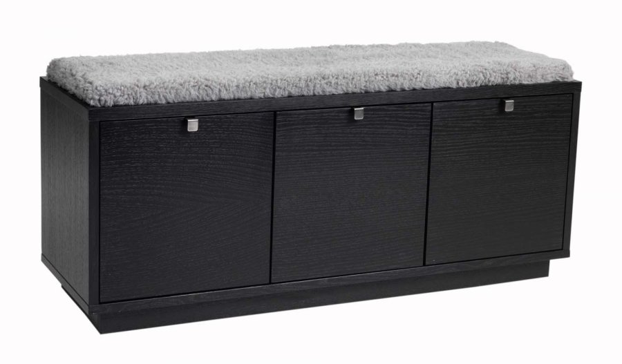 ROWICO Confetti bnk - sort eg/lysegr hynde, m. 3 skuffer