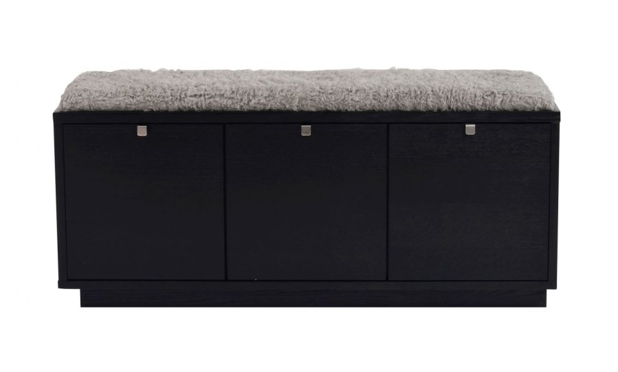 ROWICO Confetti bnk - sort eg/lysegr hynde, m. 3 skuffer