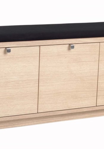 ROWICO Confetti bnk - hvidpigmenteret eg/sort stofhynde, m. 3 skuffer