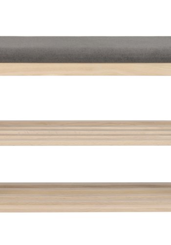 ROWICO Confetti bnk med skohylder - mrkegr stof og hvidpigmenteret eg (80x30)