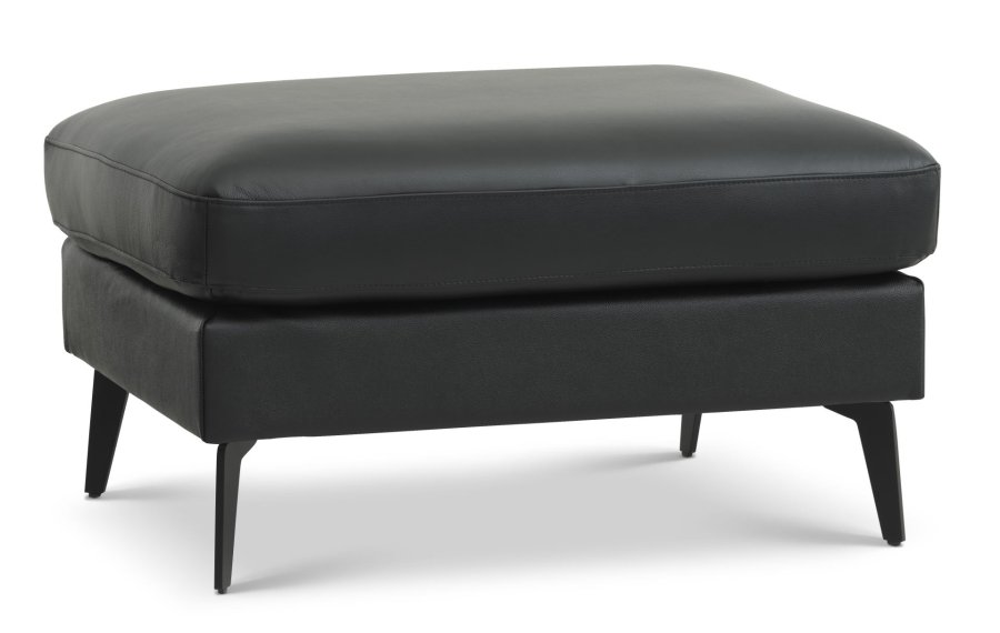 Askpuff, rektangulr - svart semianilinskinn og Eiffel-ben (85x70)