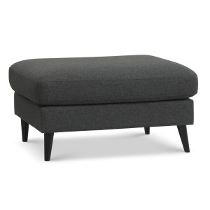 Ask puf, rektangulr - antracitgr polyester stof og sort tr (85x70)