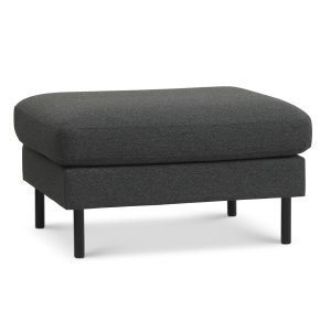 Ask puf, rektangulr - antracitgr polyester stof og sort metal (85x70)