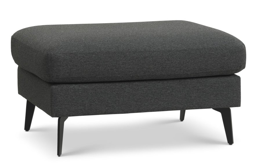 Ask puf, rektangulr - antracitgr polyester stof og Eiffel ben (85x70)