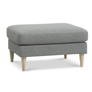 Ask puf, rektangulr - lys granitgr polyester stof og natur tr (85x70)