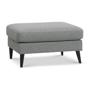 Ask puf, rektangulr - lys granitgr polyester stof og sort tr (85x70)