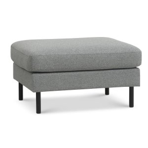 Ask puf, rektangulr - lys granitgr polyester stof og sort metal (85x70)