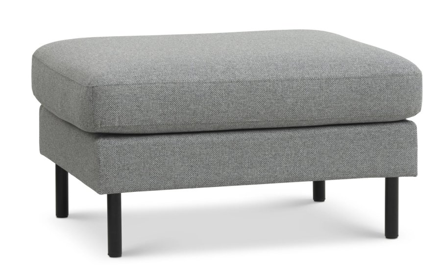 Ask puf, rektangulr - lys granitgr polyester stof og sort metal (85x70)