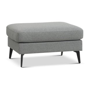 Ask puf, rektangulr - lys granitgr polyester stof og Eiffel ben (85x70)