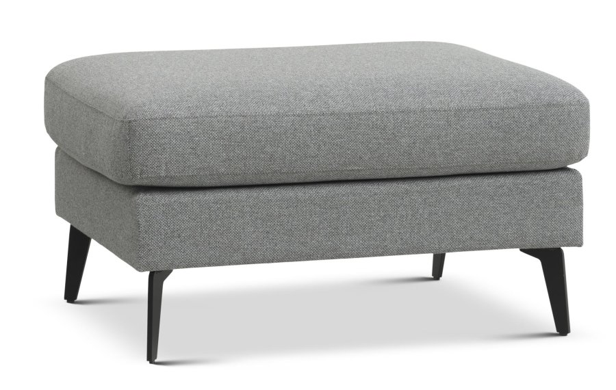 Ash Pouf, rechteckig – hellgranitgraues Polyestergewebe und Eiffel-Beine (85x70)