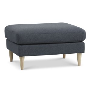 Ask puf, rektangulr - navy bl polyester stof og natur tr (85x70)