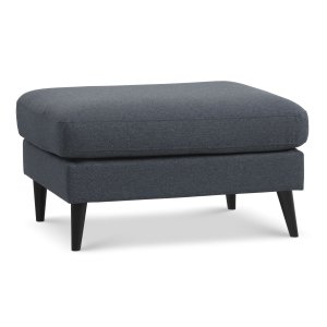 Ask puf, rektangulr - navy bl polyester stof og sort tr (85x70)